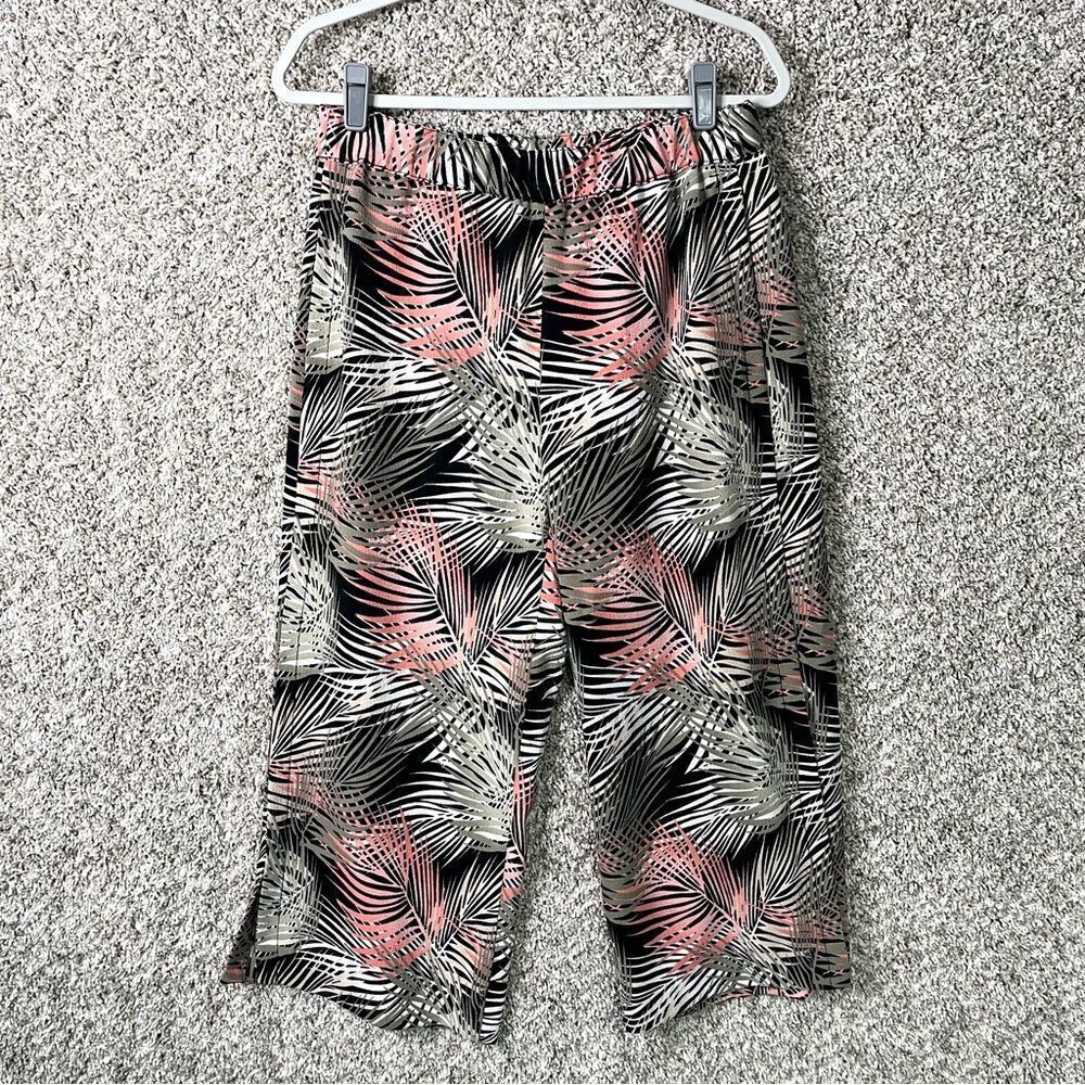 WHBM White House Black Market Pants Women's 8 Tropical Print Wide Leg‎ Crop